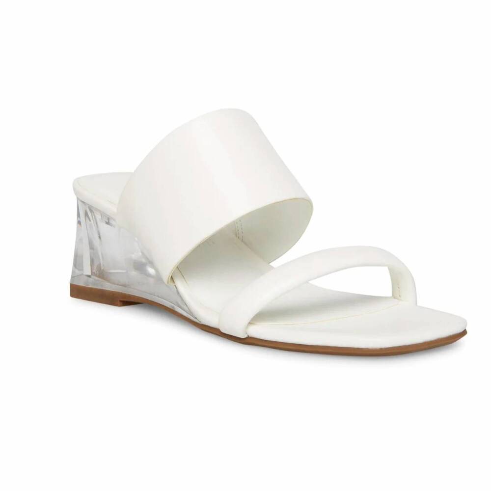 NEW ANNE KLEIN women's gaia strappy slide sandals in white